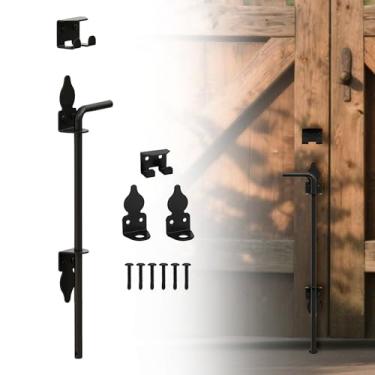 Imagem de URDOGSL Parafusos de bengala resistentes de 45,72 cm para portões com pó preto à prova de ferrugem atualizado Hardware Gate Drop Rod para portões de madeira PVC vinil, portas duplas - 1 pacote