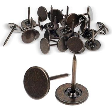 Imagem de 120 peças de tachas de estofamento de polegar de cabeça chata estilo vintage bronze, tachinhas decorativas para móveis, alfinetes de decoração de móveis, alfinetes de polegar antigos para projetos DIY