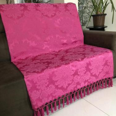 Imagem de Manta Para Sofá em Tecido Jacquard Medalhão Pink 190x140cm - Sua Casa 