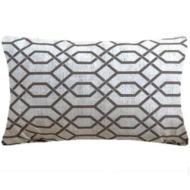 Imagem de Almofada Retangular Geométrico Marrom Sued Premium 50x28cm - Sua Casa 