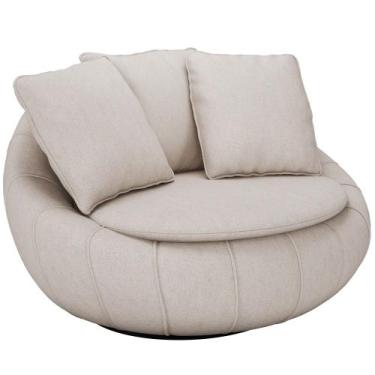 Imagem de Poltrona Para Sala De Estar Decorativa Giratória Kira M03 Linho Cru - 