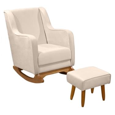 Imagem de Poltrona de Amamentação Áquila com Balanço Pés Canoa e Puff - Fratello