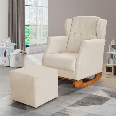 Imagem de Poltrona Amamentação Balanço Descanso Helena Com Puff Suede
