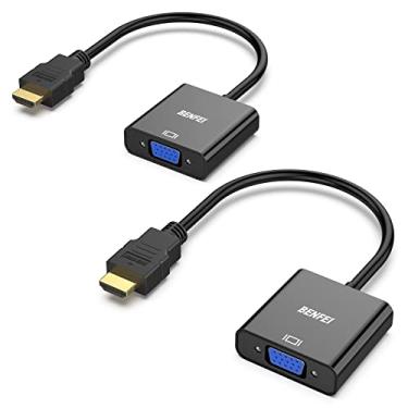 Imagem de BENFEI Pacote com 2 HDMI para VGA, adaptador HDMI para VGA banhado a ouro (macho para fêmea) para computador, desktop, laptop, PC, monitor, projetor, HDTV, Chromebook, Raspberry Pi, Roku, Xbox e mais