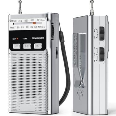 Imagem de Goodes Rádio AM FM portátil com leitor de MP3, rádio recarregável com carregamento tipo C, melhor recepção, entrada para cartão TF, lanterna, clipe traseiro, conector de fone de ouvido, adequado para