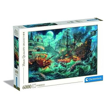 Imagem de Clementoni - Coleção 36530 Quebra-cabeça Piratas Batalha - Quebra-cabeça 6000 peças, feito na Itália, quebra-cabeça para adultos