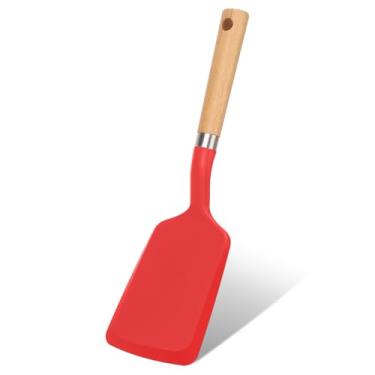 Imagem de Svailse Espátula de silicone, espátulas de panqueca resistentes ao calor para panelas antiaderentes, utensílios de cozinha com cabo de madeira para servir, assar, fritar, ovo, peixe e hambúrguer (1