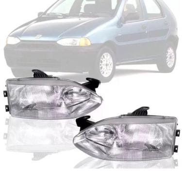 Imagem de Par Farol Palio 96 1997 1998 1999 Lente Vidro Foco Simples - VIC