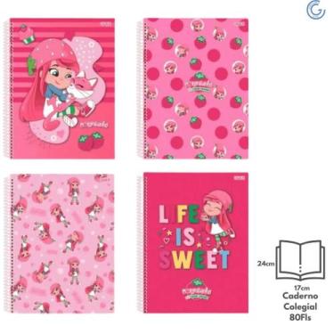 Imagem de Caderno Colegial 1 Mat 80 Fls Capa Dura Moranguinho - Animativa