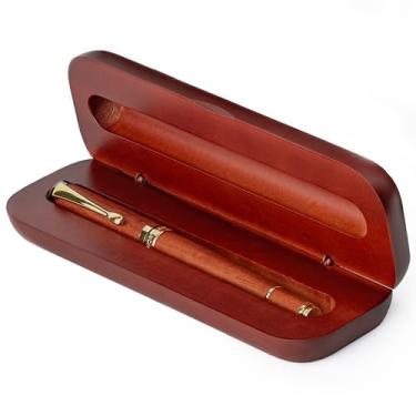 Imagem de Caneta esferográfica Wordsworth e preta - caneta de luxo deslumbrante com acabamento em ouro jacarandá de bambu, recarregável, melhor conjunto de caneta roller ball para homens e mulheres, refil de