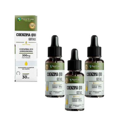 Imagem de Kit 3 Coenzima Q10 200mg Líquida 3x30ml maracujá Floral Ervas do Brasi