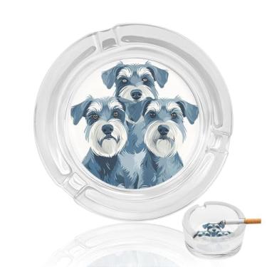 Imagem de Cinzeiro de vidro de cristal para três cães pequenos, cinzeiro redondo de vidro resistente para fumar, portátil, decorativo, moderno, para uso em casa, escritório, interior, exterior, pátio