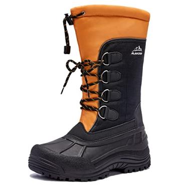 Imagem de ALEADER Botas de neve masculinas impermeáveis com isolamento térmico, Preto/laranja, 12