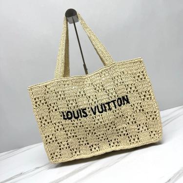 Imagem de Bolsa de tecido artesanal Louis Vuitton de grande capacidade para mulheres