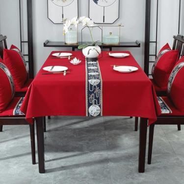 Imagem de KAIJIE Toalha de mesa de chá retangular estilo chinês imitação de tecido de algodão e linho estampa animal para decoração de festa piquenique jantar 35"x51"/90x130 cm C-red
