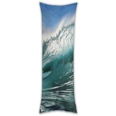 Imagem de Capa de travesseiro de corpo onda grande oceano ultra macia respirável longa fronha 137.2 cm x 50.8 cm fronha decorativa com zíper oculto capas de almofada para sofá de quarto