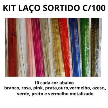 Imagem de laço fácil c/filete ouro 18mmx33cm c/140 unidades sortido - ydh