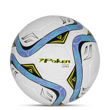 Imagem de Bola Futsal Semi Profissional 32 Gomos Apex Original Poker (Futsal Semi Profissional, Branco/Azul)