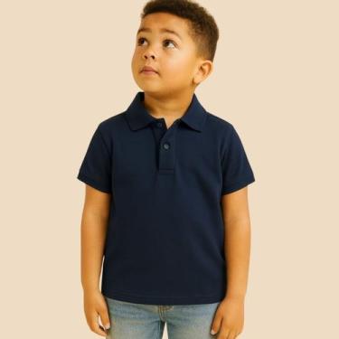 Imagem de Camisa Polo Infantil Masculina Básica com Gola Clássica e Botão Estilo