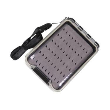 Imagem de Generic Caixa de pesca com mosca, organizador à prova d'água, recipiente de armazenamento, tampa transparente, portátil, água doce, água salgada, caixa de, Cinza Escuro, Lado Único