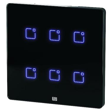 Imagem de Interruptor Touch Wi-Fi + RF, 6 Botões, Placa 4x4, Whome, Preto