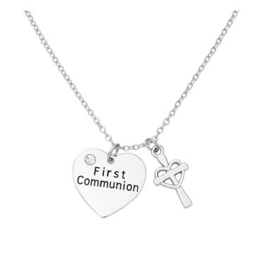 Imagem de Colar de primeira comunhão, presentes de primeira comunhão, joias de primeira comunhão - colar cruzado - é o para a primeira comunhão