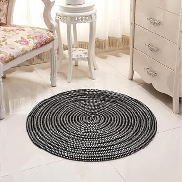 Imagem de Tinha Tapete Trançado Roud Ao Ar Livre Idoor Livig Quarto Estudo Cadeira De Computador Comida Tinha Tecido Reversível C Elevadores Cesta Cadeira Giratória Almofada, And, Diameter: 80cm