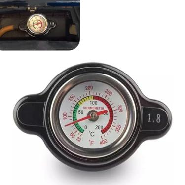Imagem de Fogfar 1 tampa de radiador de alta pressão para carro 1.8 com medidor de temperatura, tampa de tanque de combustível modificada automotiva de metal durável, acessórios universais de radiador de