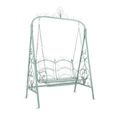 Imagem de Banco de jantar ao ar livre rústico vintage cadeira giratória de ferro para jardim, varanda, pátio, decorativa, pendurar dois assentos ao ar livre móveis