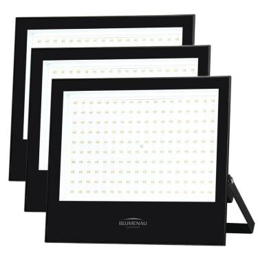 Imagem de Kit 3 Refletor Blumenau De Led Slim 200W 6500K Preto Bivolt