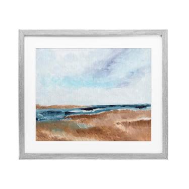 Imagem de Stupell Industries Impressão emoldurada cinza horizonte vista costeira sob vidro design por Nikita Jariwala, 43 x 53