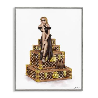 Imagem de Stupell Industries Design de arte giclée emoldurado cinza feminino de viagem moderno por Ziwei Li, 20 x 16