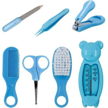 Imagem de Kit Cuidados Multicolorido. Kit Cuidados Higiene Bebe Pente Escova Cortador De Unha Recém Nascidos Cor:Azul