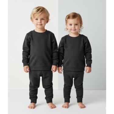 Imagem de Blusa Infantil Moletom Flanelado Grafite Punho Basico 1 A 3 Anos Uniss