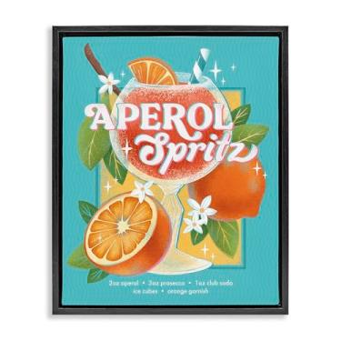 Imagem de Stupell Industries Refrescante Retro Aperol & Recipe Black Framed Floater Canvas Wall Art Design por Courtney Morgenstern, 21 x 17