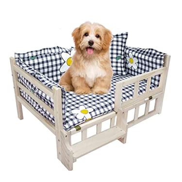 Imagem de Cama de madeira para cães, cama elevada para cães, sofá-cama, cama e cerca, canil para cães pequenos, médios, grandes, gatos, para cães, gatos, animais de estimação e gatos