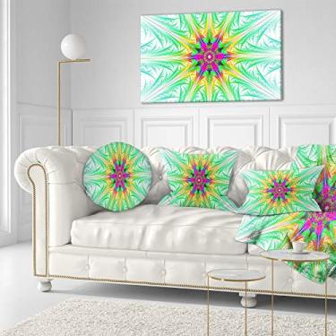 Imagem de Designart Green Fractal Mancha Abstrata para Sala de Estar, Sofá, Almofada de Alta Qualidade + Capa de Almofada Estampada em ambos os lados 45,72 x 45,72 cm