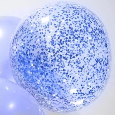 Imagem de Balão Bubble com Enfeite de Estrelas - PartiuFesta, Azul Metalizado