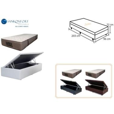 Imagem de Conjunto Cama Box Baú Solteiro King Americano + Colchão Sankonfort Tra