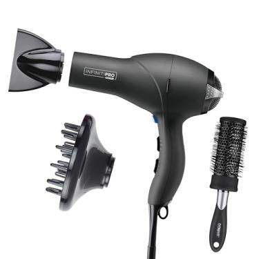 Imagem de Conair INFINITIPRO Secador de cabelo, 1875W Salon Performance AC Motor secador de cabelo, secador de cabelo, cinza com escova de sopro bônus