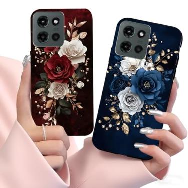 Imagem de B-wishy Pacote com 2 capas bonitas e elegantes com glitter de flores para Motorola Moto G Power 2025 Slim Soft TPU Capa protetora de luxo à prova de choque para adultos mulheres meninas para Moto G
