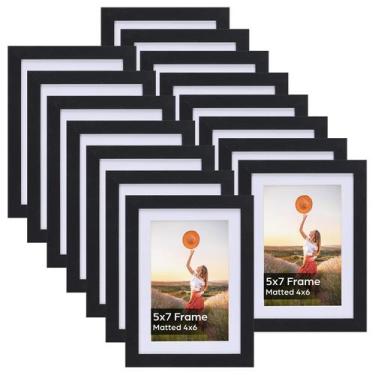 Imagem de Porta-retratos Lyeasw Black 4x6 com tapete ou 5x7 sem tapete Conjunto 