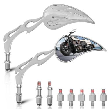 Imagem de Espelhos de motocicleta para guidão - Espelhos retrovisores de motocicleta ajustáveis cromados CNC para Harley Street Glide Electra Glide Sportster XL 883 1200 Road King V-Rod Softail Dyna 1982-2024