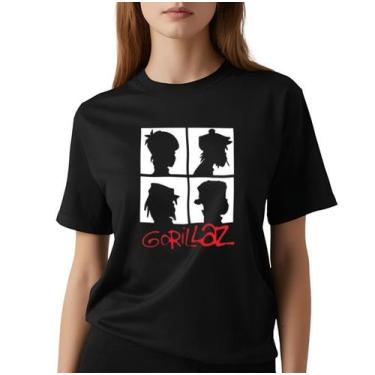 Imagem de Camiseta Gorillaz 4 Figuras Adulto - Glev Conceito, G, Preto