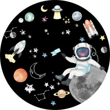 Imagem de Painel de Lona Redondo Astronauta Aquarela Viagem no Espaço - Fabrika 