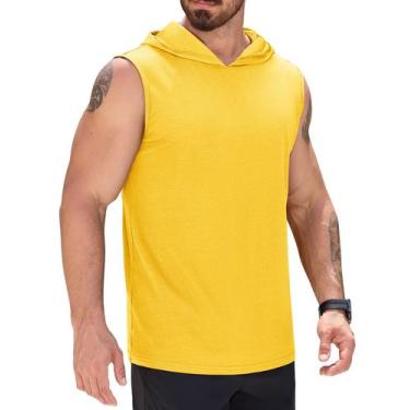 Imagem de Camiseta regata masculina com capuz UPF 50+ sem mangas amarela XL - Co