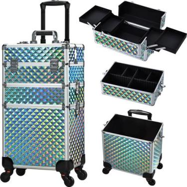 Imagem de Estojo de maquiagem Rolling FRENESSA 3 em 1 Cosmetic Trolley Blue