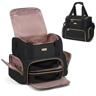 Imagem de Bolsa de maquiagem para viagem e cosméticos BAFAMYE grande com 2 estoj
