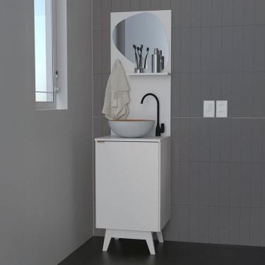 Imagem de Armário de Banheiro 1 Porta 1 Prateleira com Espelho Bn3684 Branco - Tecno Mobili