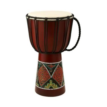 Imagem de Tambor Djembe – Tambor de mão africano de 41 cm, percussão estilo bongô e congo – mogno sólido com cabeça de pele de cabra – Djembe profissional para círculos, meditação e música mundial – NÃO FEITO